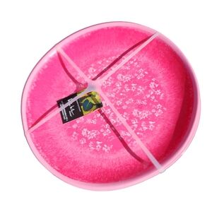 Pink White Melamine Floral S/4 Round Dinner Plates Nicole Miller New